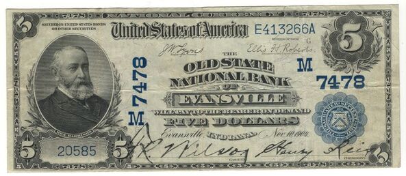 1902 Date Back $5 bank note