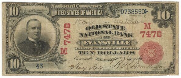1902 Red Seal $10 bank note