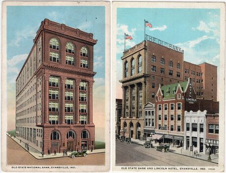 Postcards of the Old State National Bank of Evansville