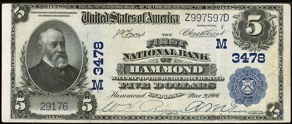 1902 Plain Back $5 bank note