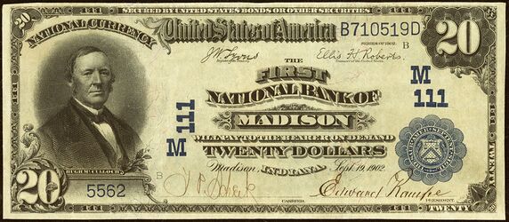 1902 Plain Back $20 bank note