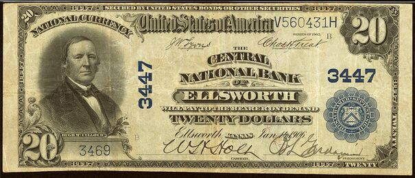 1902 Plain Back $20 bank note