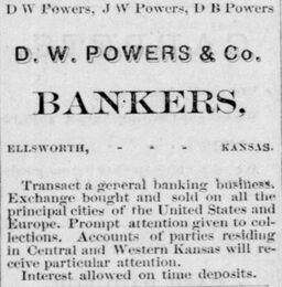 An 1873 advertisement for D.W. Powers & Co., Bankers