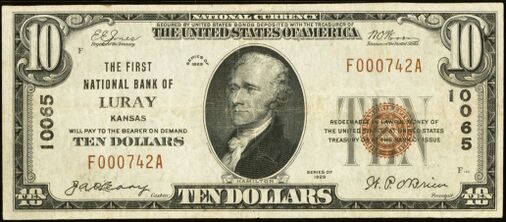 1929 Type 1 $10 bank note