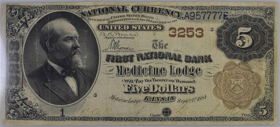 1882 Brown Back $5 bank note