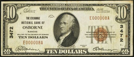 1929 Type 1 $10 bank note