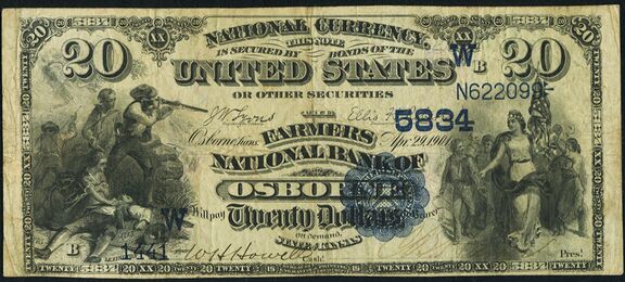 1882 Date Back $20 bank note