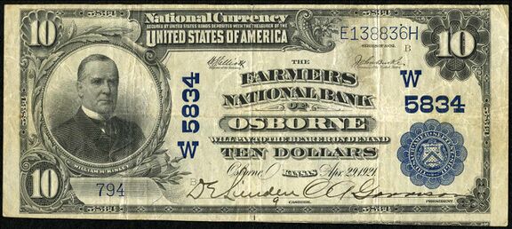 1902 Plain Back $10 bank note