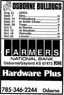 An advertisement from August 2001 for the Farmers National Bank