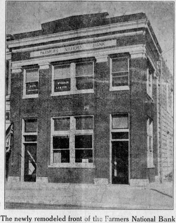 A 1923 photo of the remodeled Farmers National Bank