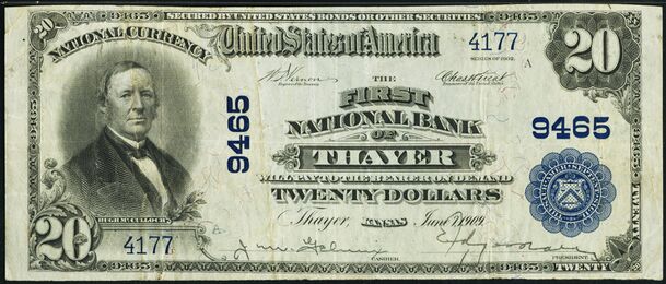 1902 Plain Back $20 bank note