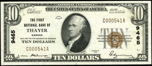 1929 Type 1 $10 bank note
