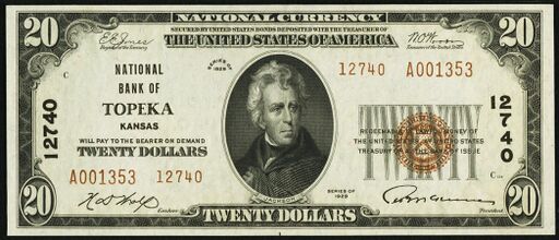 1929 Type 2 $20 bank note
