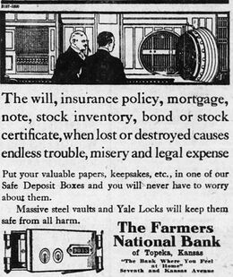 A 1920 advertisement for Safe Deposit boxes