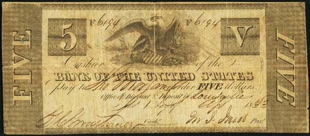 Louisville branch, Bank of the United States counterfeit $5 draft