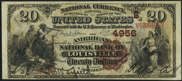 1882 Brown Back $20 bank note