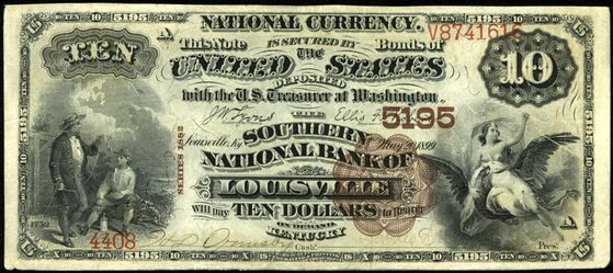 1882 Brown Back $10 bank note