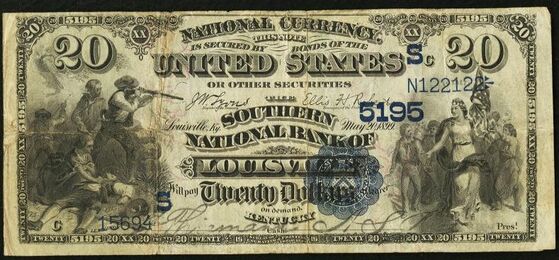 1882 Date Back $20 bank note