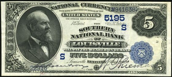 1882 Date Back $5 bank note