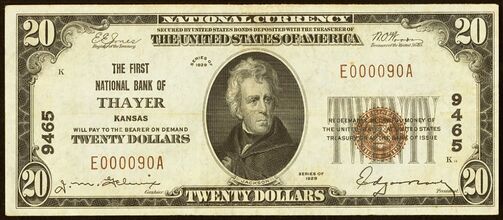 1929 Type 1 $20 bank note
