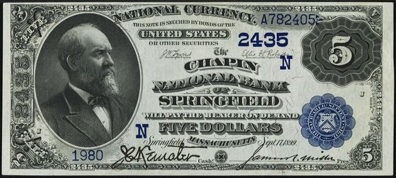 1882 Date Back $5 bank note