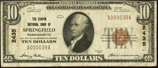 1929 Type 1 $10 bank note