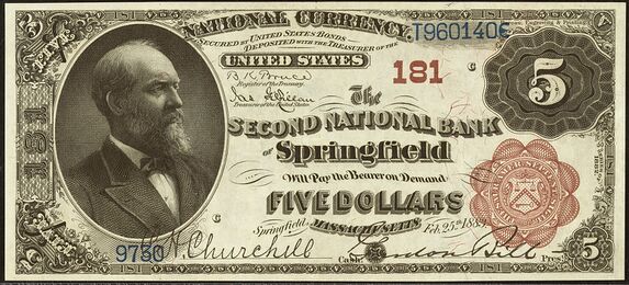 1882 Brown Back $5 bank note