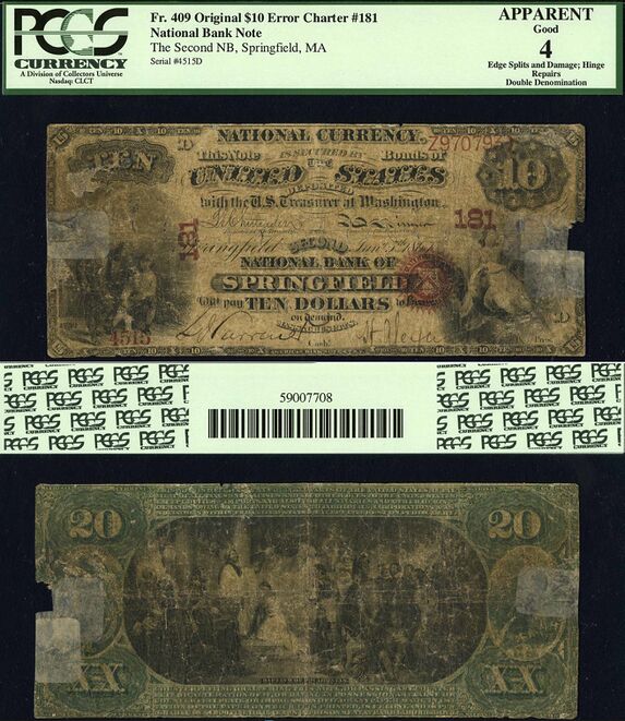 Original Series $10 face / $20 back Double Denomination Error