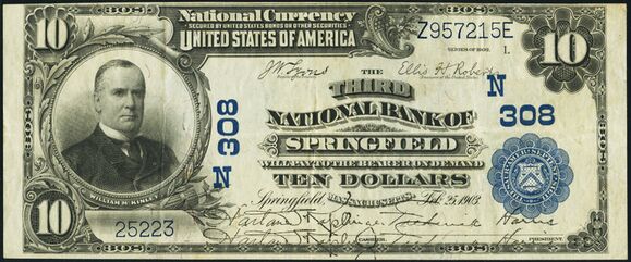 1902 Plain Back $10 bank note