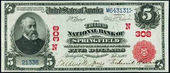 1902 Red Seal $5 bank note