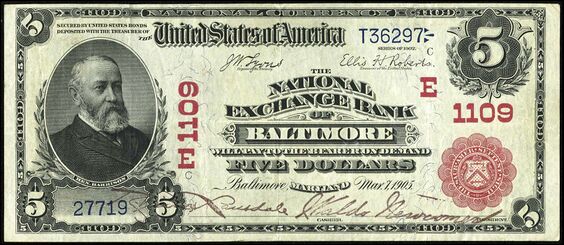 1902 Red Seal $5 bank note