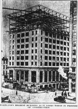 A 1923 photo of the Chapman National Bank building under construction