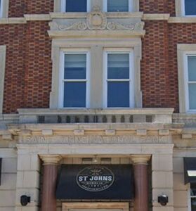 entrance of the old St. Johns National Bank