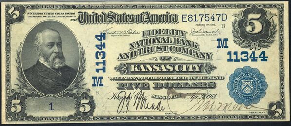 1902 Plain Back $5 bank note