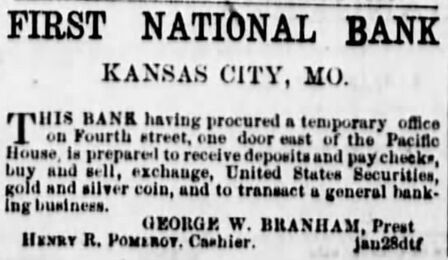 Advertisement for the First National Bank of Kansas City