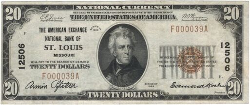 1929 Type 1 $20 bank note