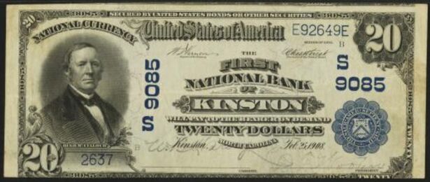 1902 Plain Back $20 bank note