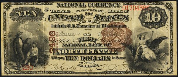 1882 Brown Back $10 bank note