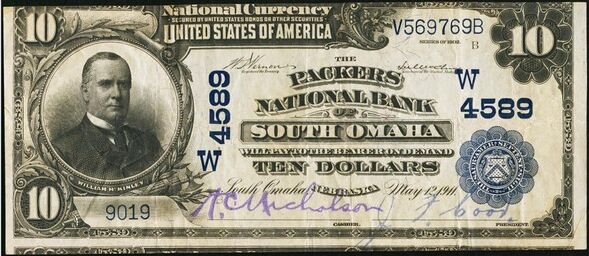 1902 Plain Back $10 bank note