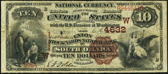 1882 Brown Back $10 bank note