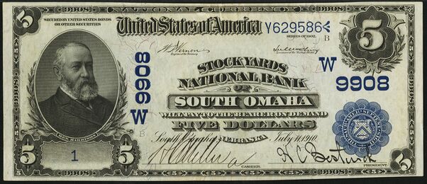1902 Date Back $5 bank note