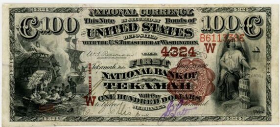1882 Brown Back $100 bank note