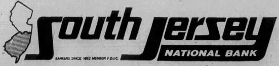 Logo for the South Jersey National Bank ca1970s. The fine print states bankers since 1812, Member FDIC.