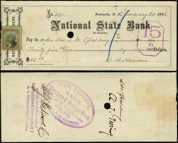 Check dated January 24, 1876