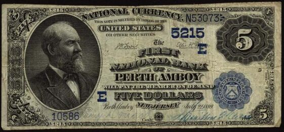 1882 Value Back $5 bank note