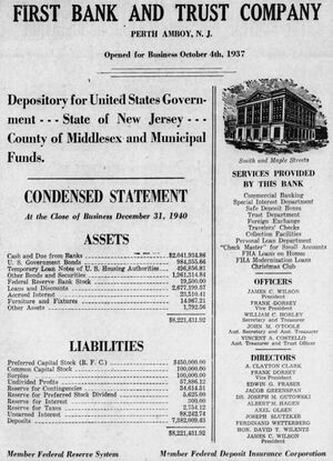 Condensed statement for the First Bank and Trust Company