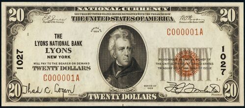 1929 Type 1 $20 bank note