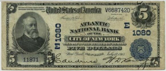1902 Plain Back $5 bank note