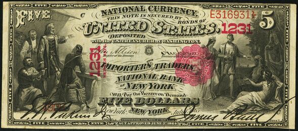 Series of 1875 $5 bank note