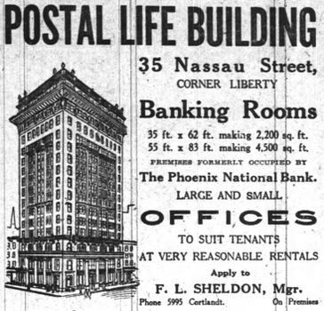 sketch of the Postal Life Building, formerly occupied by the Phenix National Bank
